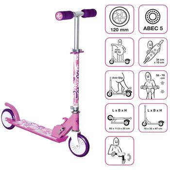 Muuwmi KiddyScooter Racing самокат AU 507, розовый, складной, 120mm, 82A, ABEC 5, 340x100mm, 58-78cm, 50kg, 2,4kg (AU 507)