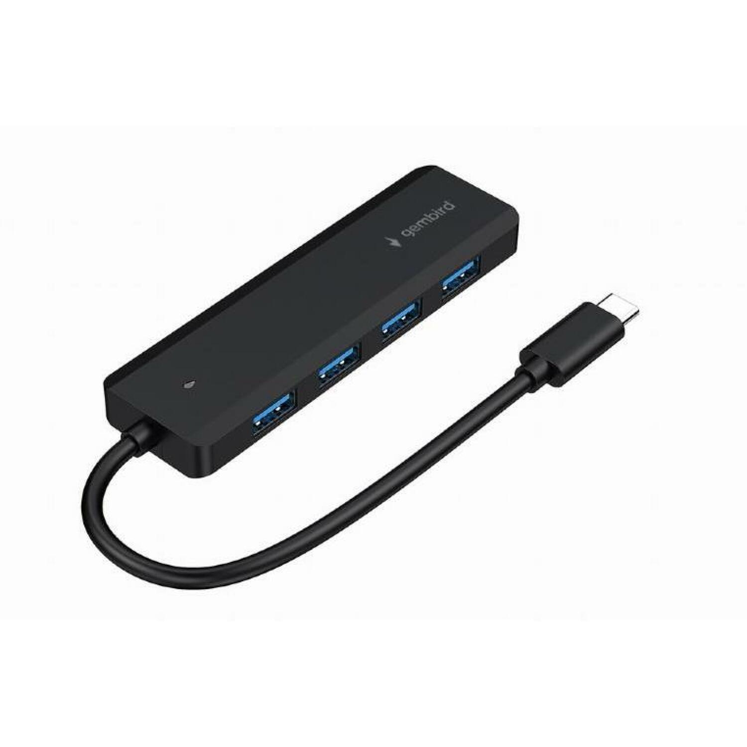 Gembird USB хаб UHB-CM-U3P4P-01 4-портовый USB 3.1 Type-C, 5 Гбит/с, черный, питаемый хаб (UHB-CM-U3P4P-01)