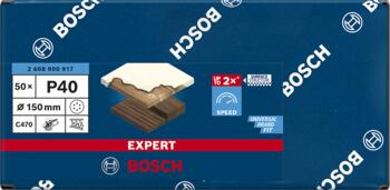 C470 smilšpapīrs 150 mm G40, 50 gab, Ekscentra slīpmašīnām, ekscentra slīpmašīnām ar putekļu maisu EXPERT C470 SLĪPDISKI, 2608900917, BOSCH (2608900917)