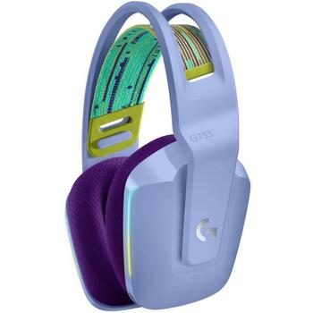 Logitech гарнитура G733 981-000890 беспроводная, 20 м, 29 ч работы от аккумулятора, 40 мм динамики, RGB подсветка, 39 Ω (981-000890)