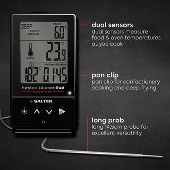 Salter Pārtikas termometrs 540A HBBKCR, -20°C līdz 250°C, precizitāte 0,1°C, divi sensori (540A HBBKCR)