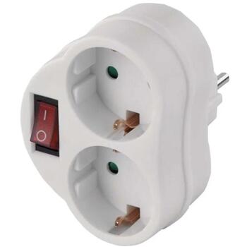 Emos Многофункциональная розетка с выключателем P0063, 2x2P+PE, 250 V~/16 A, 3 680 W, IP20, белый, защита от детей (P0063)