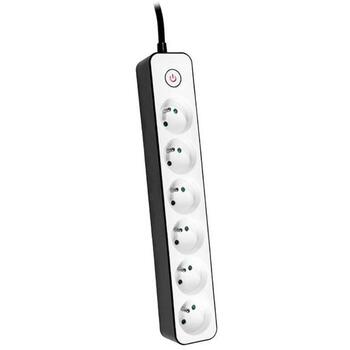 Tracer Удлинитель TRALIS46259, 1.5m, 2300W, 6 розеток, с выключателем, черно-белый цвет, защита от перенапряжения (TRALIS46259)
