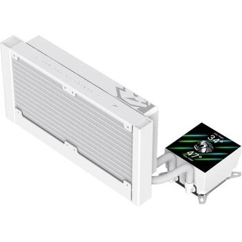 Gamemax procesora dzesētājs GLACIER 240 LCD WH, 240 mm, 85.82 cfm, TDP līdz 280W, ARGB ventilators (GLACIER 240 LCD WH)
