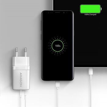 Axagon настенный зарядное устройство ACU-PQ30W 30W, 100-240V, 2xUSB, быстрая зарядка, защита от перегрузки, белый (ACU-PQ30W)