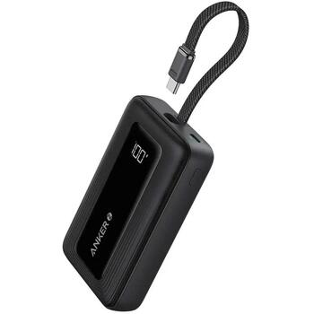 Anker Power Bank с встроенным USB-C кабелем A1689H11, 20000 мАч, 30W выход, Черный, LED индикаторы, Индикатор зарядки (A1689H11)