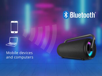 Портативная Bluetooth колонка мощностью 80 Вт с TWS соединением защитой от воды IPX5 и динамической RGB подсветкой PS-395 Чёрный SV-022815 Sven (SV-022815)