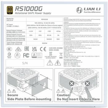 Lian Li Datora barošanas bloks RS1000G G9P.RS1000G.W000.EU, 1000W, 100-240V, 50/60Hz, 80 PLUS Gold, 1 ventilators (G9P.RS1000G.W000.EU)