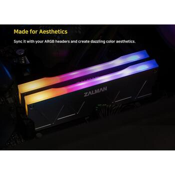 Zalman Охладитель ZM-MH10, 55g, Серебристый, 137x8,5x40mm, 3-контактный RGB, 5V, алюминий, ABS, совместим с RAM (ZM-MH10)