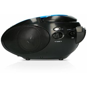 Lenco SCD-24 Blue/Black CD-магнитола, FM-радио, 2x2W, 3.5mm разъем для наушников, ЖК-дисплей, 20 станций, ручка (SCD-24 Blue/Black)