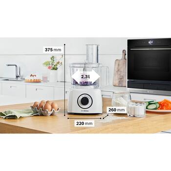 Bosch Кухонный комбайн MCM3230W MultiTalent 3, 800 Вт, 2 скорости, чаша 2.3 л, белый, нескользящие ножки, импульсный режим (MCM3230W)