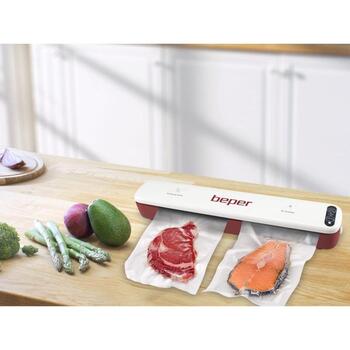 Beper Вакуумный упаковщик P102CON001, 85W, 5x25x30см пакеты, белый, красный, ручной режим, насадки для контейнеров (P102CON001)