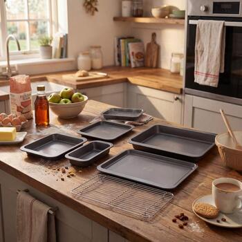 Russell Hobbs Формы для выпечки RH03903, 7 предметов, серый, нержавеющая сталь, противни, жарочные формы, решетка для охлаждения (RH03903)