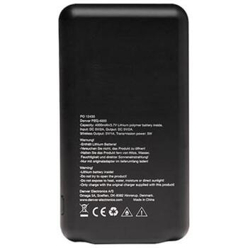 Denver Power Bank PBQ-4000 117140000310, 4000mAh, 5V 2A, 5V 2A общий выход, 1A беспроводной выход, USB-C + Micro USB (117140000310)