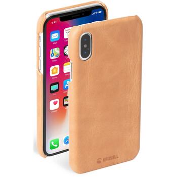 Krusell Sunne Cover Apple iPhone XS Max 61534, задняя крышка, светло-коричневый, кожзам, беспроводная зарядка (61534)