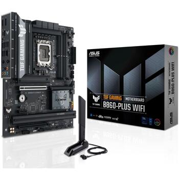 Asus Dēlis TUF GAMING B860-PLUS WIFI, 4 DIMM, 256 GB, 2.5 Gb Ethernet, Wi-Fi 7, RAID 0/1/5/10, HDMI 1, SATA 4, USB 3.2 5 (TUF GAMING B860-PLUS WIFI)