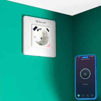 Tellur Умная WiFi Розетка TLL331531, 3600W, 16A, PD20W, USB 18W, мониторинг энергии, белая (TLL331531)