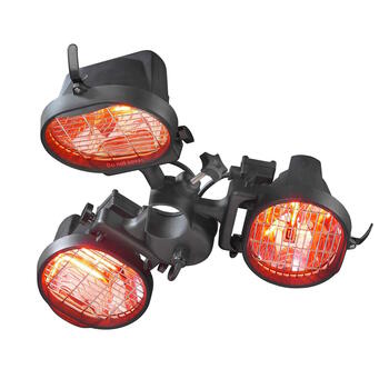 Eurom Parasol Heater 1500 инфракрасный обогреватель для зонта и террасы 1500W IP23 3 лампы halogen до 15m2 чёрный (333329)