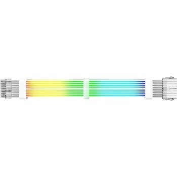 Gamemax barošanas kabeļa pagarinātājs VGA/CPU 2x8PIN-W, 30cm, 7A, 2x8-kontaktu savienotājs, RGB LED apgaismojums (VGA/CPU 2x8PIN-W)