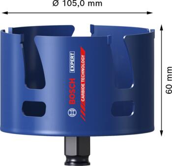 Caurumzāģis 105mm Construction Material, Urbjmašīnām/skrūvgriežiem, triecienurbjmašīnām/triecienskrūvgriežiem EXPERT CONSTRUCTION MATERIAL PC PLUS CAURUMZĀĢIS, 2608900481, BOSCH (2608900481)
