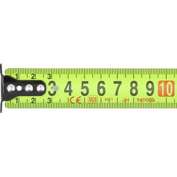 Yato mērlente YT-71164, 10 m x 28 mm, tērauda lente, ABS korpuss, metriskā skala, aizsargpārklājums, II klase (YT-71164)