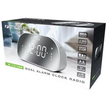 Muse Радиочасы M-170CMR, 1.2 дюйма LED дисплей, 20 FM станции, будильник, таймер, белый (M-170CMR)