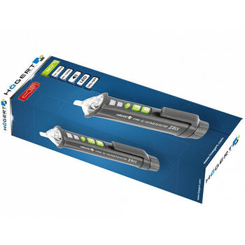 Hogert HT1E630 индукционный тестер напряжения, NCV, 12-1000В, светодиод, звуковой сигнал, 2xAAA, автоотключение, фонарик (HT1E630)