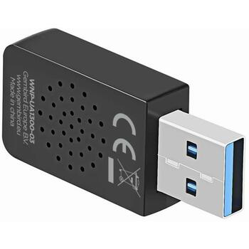 Gembird Беспроводной адаптер WNP-UA1300-03 1300 Мбит/с, USB 3.0, Двухдиапазонный 2.4 ГГц/5 ГГц, 2x2 антенна, Черный (WNP-UA1300-03)