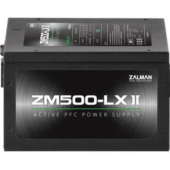 Zalman ZM500-LXII barošanas bloks, 500W, 85%, aktīvais PFC, ATX, 12cm ventilators, 6xSATA, 2xPCIe, 20+4pin, nemodulārs (ZM500-LXII)