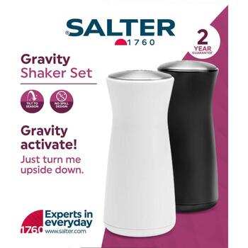 Salter Солонка и перечница BW129471EU7, 11,3x5,2x5,2см, белый, пластик, ручной, противопроливной дизайн (BW129471EU7)