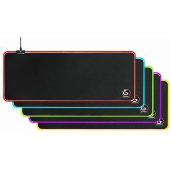 Gembird spēļu peles paliktnis MP-GAMELED-L, 800mm, 300mm, 5V, 10 gaismas režīmi, RGB apgaismojums, neslīdoša pamatne (MP-GAMELED-L)