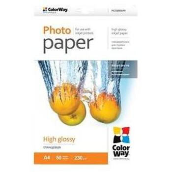 Colorway Фотобумага PG230050A4, A4, 230 г/м², 50 листов, 5760 dpi, струйная, водостойкая, глянцевая (PG230050A4)