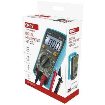 Emos Multimetrs MD-230 M0230N, 35 × 75 × 155 mm, 200 mA – 10 A AC, 200 mA – 10 A DC, 200–600 V AC, 2–600 V DC, 3,5 ciparu displejs (M0230N)