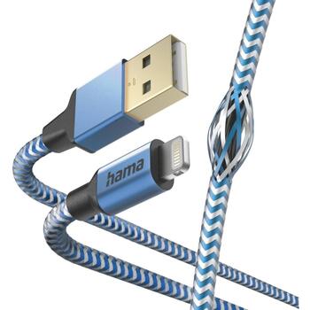 Hama Кабель для зарядки 00201553, 1.5m, 2.4A, 480Mbit/s, Lightning, USB Type-A, быстрая зарядка, синий (00201553)
