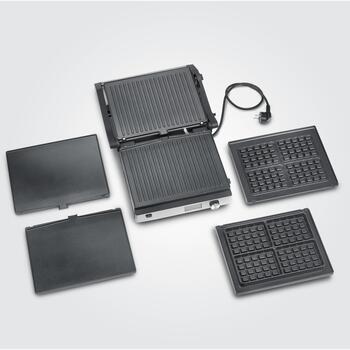 Severin KG 2380 гриль, 2000 Вт, 220 °C, 2 положения, керамическое покрытие, сменные пластины, можно мыть в посудомоечной машине (2380)