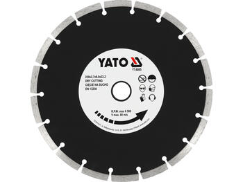 Yato Алмазный отрезной диск YT-6005, 230 мм, 6500 мин⁻¹, 8 мм, 22.2 мм, 2.7 мм, 80 м/с, сухая резка, сталь 65Mn, твердый бетон (YT-6005)