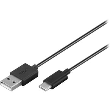 Goobay USB-C uzlādes un sinhronizācijas kabelis 45735, 1m, 3A, USB-C uz USB-A, melns, ātra uzlāde, elastīgs (45735)