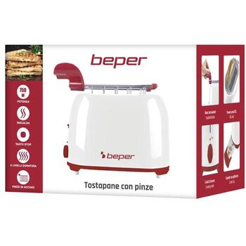 Beper Tosteris P101TOS100, 750W, balta, plastmasa, tērauds, izņemama drupaču paplāte (P101TOS100)