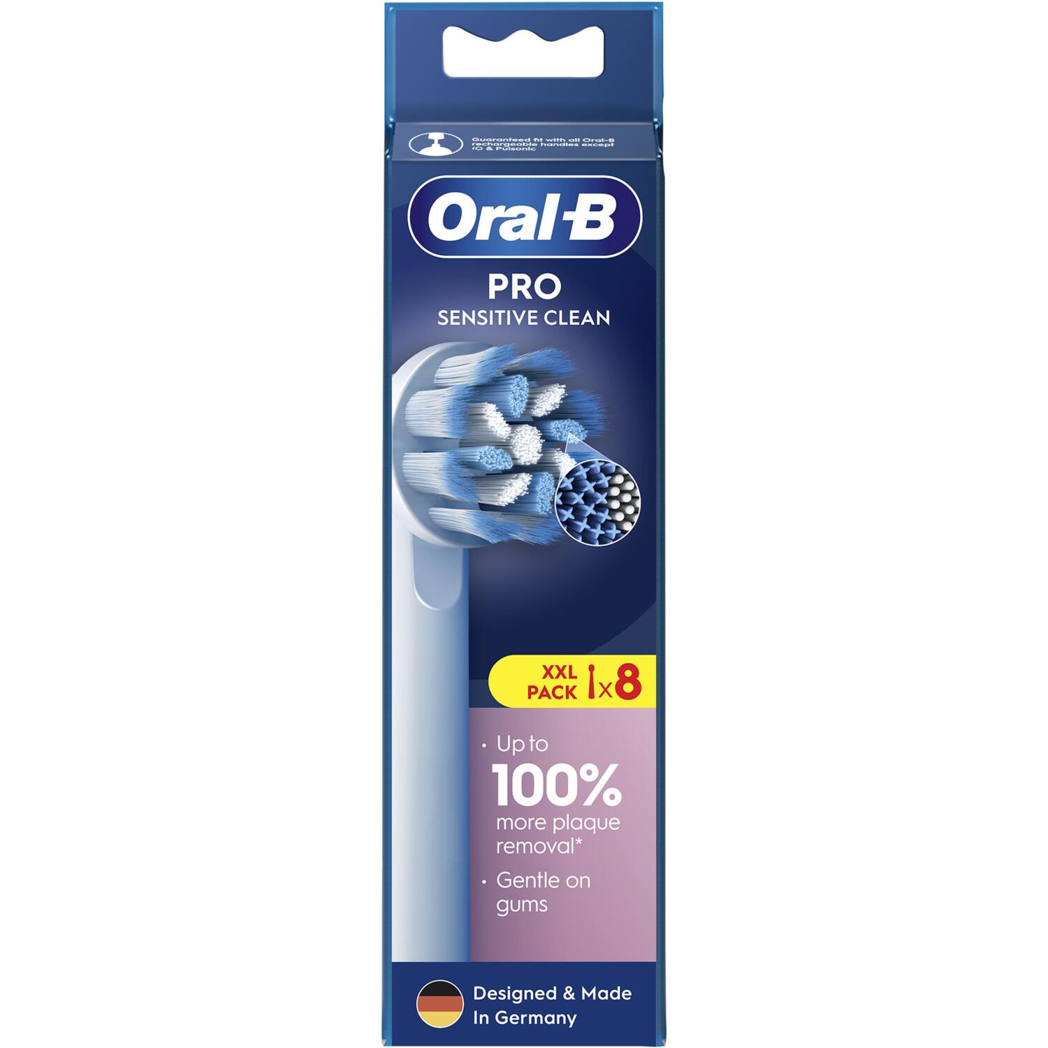 Oral-B Nomaināmas zobu birstes galviņas EB60X-8 Sensitive Clean Pro, 8 gab, balta, mīksta, pieaugušajiem (EB60X-8)