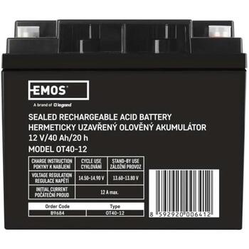 Emos SLA Аккумулятор B9684, 12 V, 40 Ah, AGM, T1 – M6, 13,05 кг, 196 × 166 × 175 мм, 5 лет, без обслуживания, ИБП (B9684)
