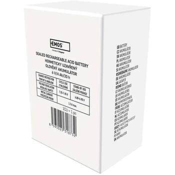 Emos SLA аккумулятор для фонарей B9641, 6V, 4Ah, 0.7kg, 70x47x101mm, faston 4.7mm, аварийное освещение, перезаряжаемый (B9641)