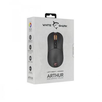 White Shark Spēļu pele ARTHUR, 9D, 100g, 10000 DPI, 1.8m, RGB, USB 2.0, matēts, PTFE, PIXART A3325 (ARTHUR)
