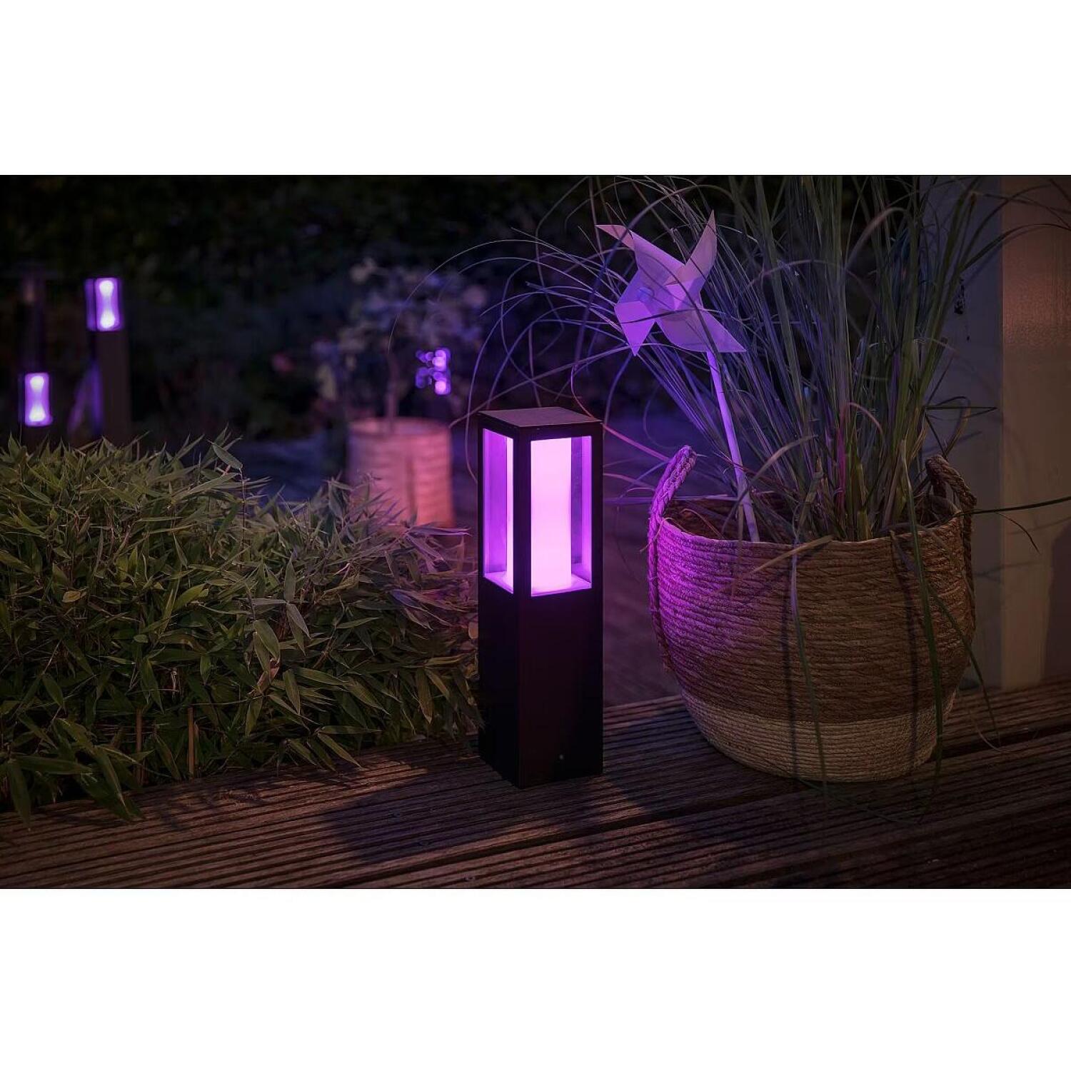Philips Hue уличный пьедестальный фонарь Impress 8718696170526, 8Вт, 1200лм, IP44, 2000-6500K, LED, черный, Bluetooth/Zigbee (8718696170526)