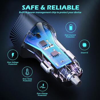 Tellur FCC10 TLL151291 автомобильное зарядное устройство, 38W, 6A, PD20W+QC3.0, 2 порта, черный (TLL151291)
