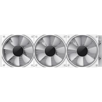 Gamemax procesora šķidruma dzesētājs ICEBURG 360 INFINITY WH, 1.125kg, 2.575kg, 300W TDP, 800-2000rpm, 32dBA, 120mm ventilators (ICEBURG 360 INFINITY WH)