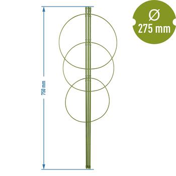 Bioogrod 721307 augu balsta gredzeni, 3 gredzeni, 75cm, 27,5cm, tērauds, zaļš (721307)