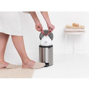 Brabantia NewIcon 112164 ведро с педалью, 3л, 16,8см, 26,4см, нержавеющая сталь, тихое закрытие, съемная корзина (112164)