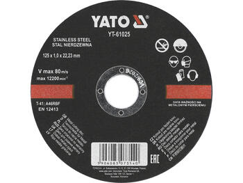 Yato Griezējdisks YT-61025, 125mm, 1.0mm, 22.23mm, 12200min⁻¹, nerūsējošais tērauds, griešana (YT-61025)