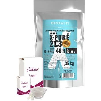 Browin Turbo X-Pure дрожжи 403108, 1.35кг, 21.3%, 48ч, 10x25Л, активные сухие дрожжи, питательные вещества (403108)