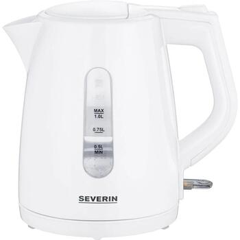 Severin Чайник WK 3411, 2200 W, 1 L, белый, 800 g, 360° поворотная база, индикатор уровня воды, автоматическое отключение (3411)
